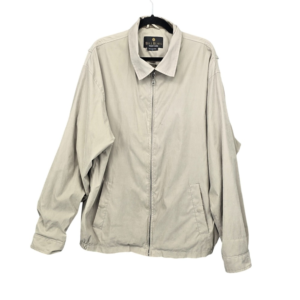 Bill Blass Black Label Mens XXL Tan Khaki Full Zip Harrington Jacket Windbreaker